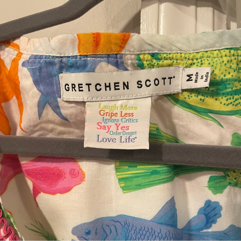 Gretchen Scott sea life ruffle trim cotton dress size M - Picture 4 of 7